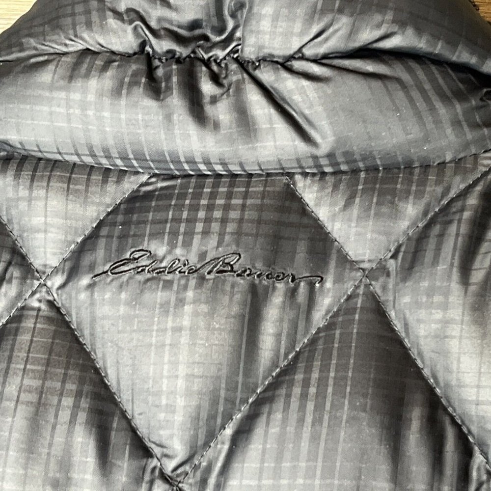 Eddie Bauer Vest Womens Med EB650 Black Goose Down Quilted Puffer Zip Pockets - Picture 8 of 16
